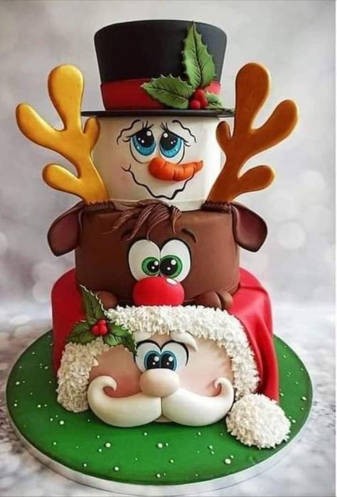 Snowman Birthday Cake, Winter Torte, Christmas Cookie Cake, Christmas Themed Cake, Artist Cake, Christmas Dinner Menu, Christmas Cake Designs, Christmas Cake Decorations, Xmas Cake