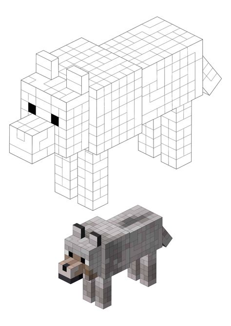 Minecraft Wolf Coloring Pages - 2 Free Coloring Sheets (2021) Free Printable Minecraft, Diy Minecraft Decorations, Minecraft Dog, Wolf Coloring Pages, Tod Bag, Minecraft Diy Crafts, Printable Minecraft, Minecraft Face, Minecraft Wolf