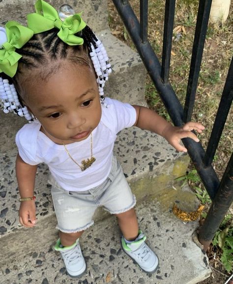 Infant Braided Hairstyles, Hairstyles For 1 Year Baby Girl Black Braids, Braided Hairstyles For Babies, Infant Braids, Baby Hairstyles Braids, Baby Braid Styles Short Hair, Baby Braids Hairstyles, Toddler Braids With Beads, Black Babies Hairstyles Infant