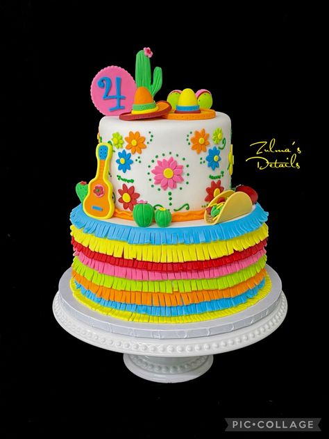 Mexican Themed Cakes, Mexican Fiesta Cake, Fiesta First Birthday, Mexican Cake, Twin Birthday Cakes, Mexican Birthday Parties, Fiesta Cake, Fiesta Birthday Party, Mexican Birthday