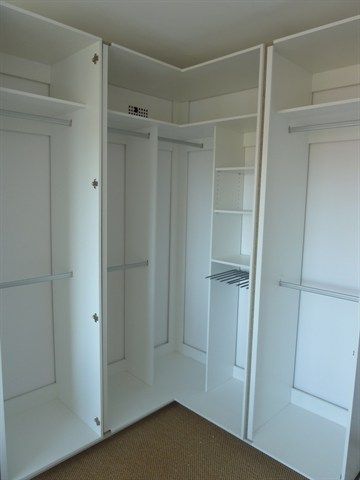 1000+ ideas about Corner Closet on Pinterest | Corner Wardrobe ... L Shaped Closet Organization, Closet Corner Ideas, Corner Wardrobe Ideas, L Shape Wardrobe, Corner Closet, Double Closet, Bedroom Cupboard, Corner Wardrobe, Armoire Dressing