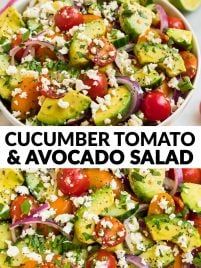 Avocado Lime Salad, Avacado Tomato And Cucumber, Tomato Avocado Feta Salad, Avocado Cucumber Tomato Salad Feta, Cucumber Salad Mozzarella, Summer Avocado Salad, Feta Cucumber Avocado Salad, Refreshing Summer Side Dishes, Healthy Lunch With Avocado