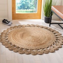 Safavieh Handmade Natural Fiber Radomila Casual Jute Rug - 3' x 3' Round - Natural | Overstock Knit Decor, Natural Fiber Area Rug, Jute Doormat, Balinese Decor, Eclectic Area Rug, Solid Color Rug, Jute Area Rugs, Natural Area Rugs, Rope Crafts