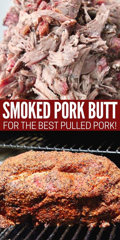 Making incredibly tender, juicy and flavorful Smoked Pulled Pork is easier than you might think. Combine the perfect rub with an overnight brine, and a low and slow smoke, to create melt in your mouth Texas-style pulled pork! Pulled Pork Smoker Recipes, Smoker Cooking Recipes, Smoked Pork Roast, Smoked Pulled Pork Recipe, Smoked Pork Recipes, Pork But, Best Pulled Pork, Easy Smoker Recipes, Smoked Pork Shoulder