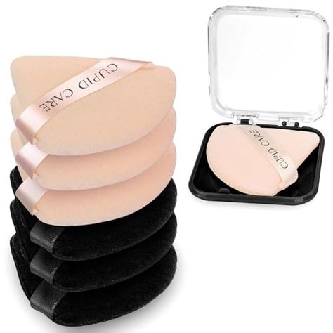 CUPID CARE 6 Pcs Triangle Powder Puff with 2 Travel Cases, Setting Powder Puffs for Face Powder and Foundation, Velour Makeup Puff for Loose Powder Body Powder, Skin-Friendly, Beauty Makeup Tools Triangle Puff, Powder Puffs, Makeup Puff, Travel Cases, Makeup Must Haves, Body Powder, Powder Puff, Face Powder, Loose Powder