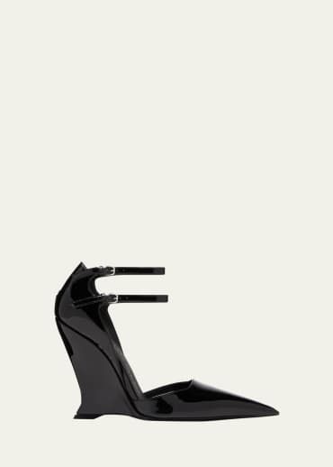 Ferragamo Heels, Shoes Game, Black Is My Happy Color, Ferragamo Pumps, Ankle Strap Wedges, Strap Wedge, Alternative Style, Wedge Pumps, Office Outfit