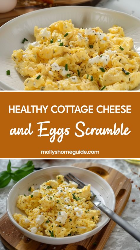 Indulge in a delicious and nutritious breakfast with this easy cottage cheese and eggs scramble recipe. Packed with protein and flavor, this hearty dish is perfect for starting your day on a healthy note. With just a few simple ingredients, you can whip up a satisfying meal that will keep you full and energized until lunchtime. Try this recipe today for a wholesome twist on traditional scrambled eggs!  Ingredients 4 large whole eggs 1/2 cup cottage cheese Salt Black pepper Oil or butter (for coo Cottage Cheese And Scrambled Eggs, Scrambled Egg With Cottage Cheese, Cottage Cheese Scrambled Eggs Healthy, Healthy Meals With Cottage Cheese, Scrambled Eggs And Cottage Cheese, Egg Cups Breakfast Cottage Cheese, Cottage Cheese And Eggs Scramble, Cottage Cheese And Egg Recipes, Cottage Cheese Eggs Scrambled