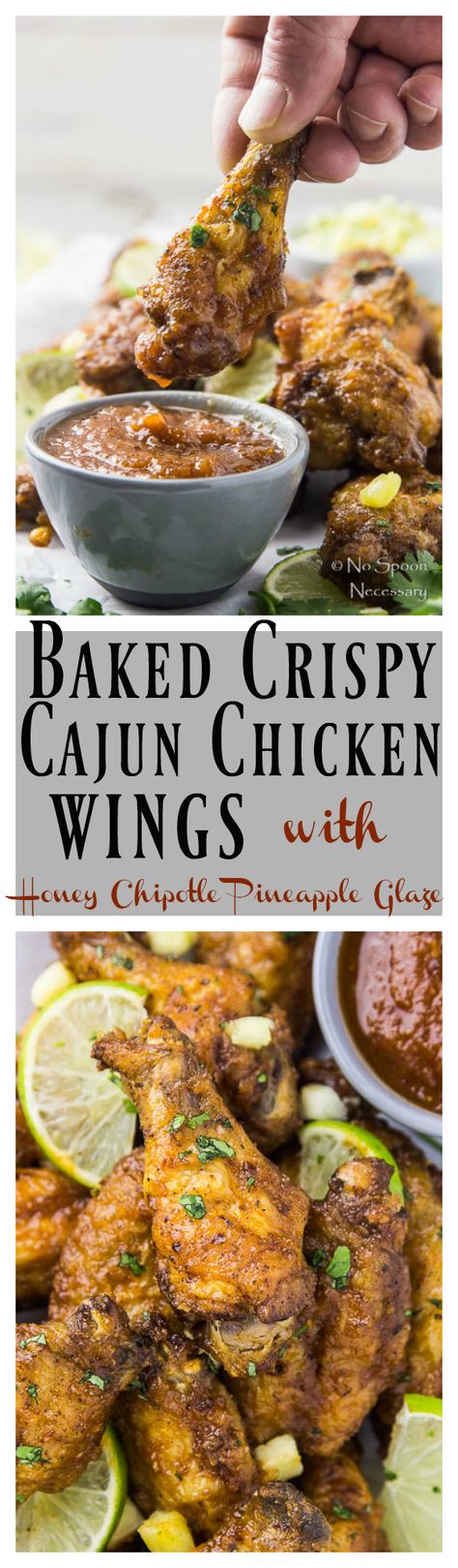 Baked Crispy Cajun Chicken Wings with Honey Chipotle Pineapple Glaze-long pin3 Baking Chicken Wings, Crispy Cajun Chicken, Cajun Chicken Wings, Baked Cajun Chicken, Baking Chicken, Wing Recipe, Sweet N Spicy, Pineapple Glaze, Honey Chipotle