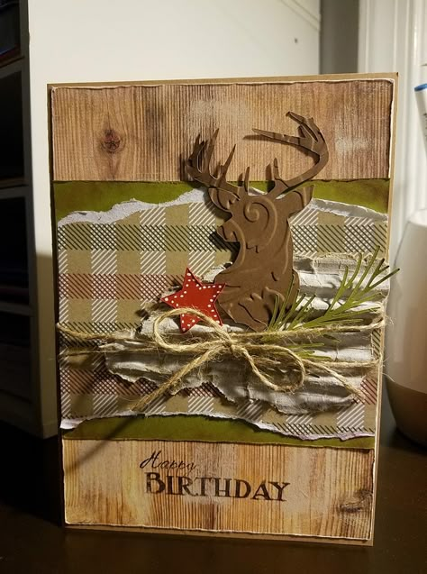 Masculine Birthday Deer Birthday Cards For Men, Masculine Christmas Cards, Dcwv Cards, Birthday Card Ideas For Men, Deer Birthday, Deer Cards, Christmas Cards 2018, Birthday Card For Dad, Cards For Guys