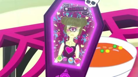 The Monster High version of the iPhone, the iCoffin is a cell phone that almost each of the characters in the franchise owns. The name of the phone is inspired by it's shape. This phone is the main type of technology in Monster High. Oddly enough, there isn't any other type of phone talked about in the show, while Cleo's Basic doll has a regular cell phone on the leg of her outfit. In the show, the iCoffin is usually purple (with the exception of Cleo's, which is gold and studded with ... Monster High Phone, Coffin Phone Monster High, Monster High Coffin Phone, Purrsephone Monster High, Frights Camera Action Monster High, Monster High Haunted Characters, Monster High Phone Case, Moster High, Ever After High