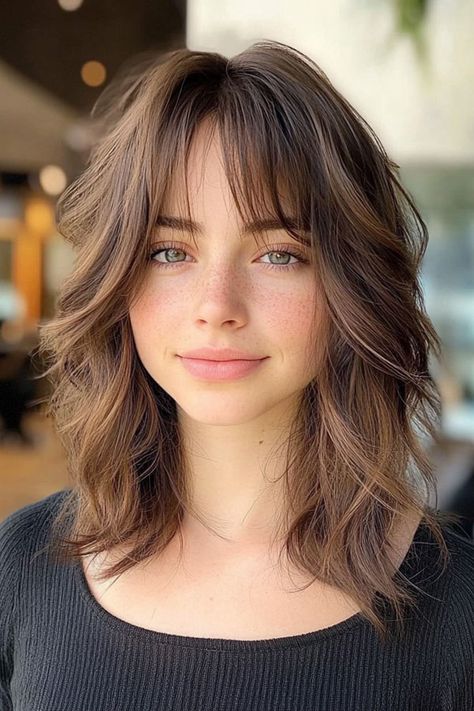 Soft Chestnut Medium-Length Shag Collar Bone Length Hairstyles, Shoulder Length Hair Shag, Soft Shag Haircut, Collar Bone Hair, Hair Self Care, Hairstyles For Seniors, Doing My Hair, Soft Shag, Bob Haircut Curly