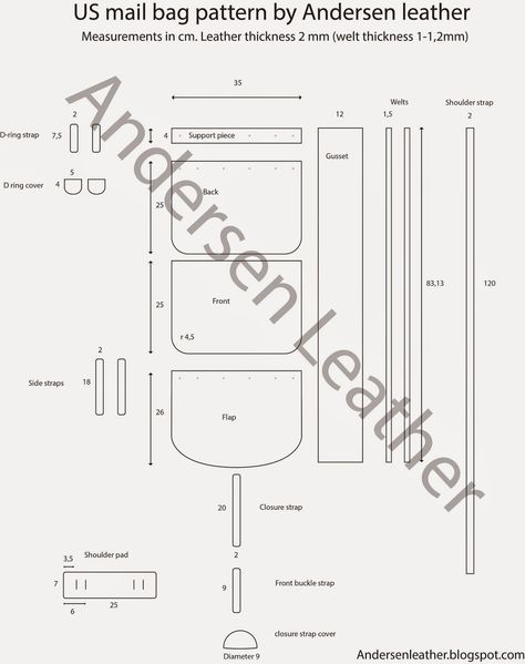 The other bags that I have are not really practical to throw over your shoulder when going somewhere. I therefore wanted a new bag more... Leatherworking Patterns, Diy Leather Goods, Diy Backpack Pattern, Messenger Bag Patterns, Leather Working Projects, Leather Tutorial, Mail Bag, Leather Working Patterns, Leather Tooling Patterns