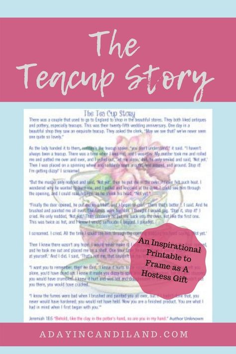 The Teacup Story Printable Tea Cup Story, Teacup Story, Church Ladies Tea Party, Cup Story, Tea Party Activities, Scripture Tea, Womens Ministry Events, Tea Time Party, Kids Tea Party