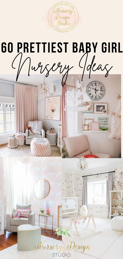 We've rounded up a list of the 60 prettiest baby girl nursery ideas to help inspire and guide you through the design process. Nursery Decor With Nanit, Butterfly Nursery Theme Boho, Hummingbird Theme Nursery, Nursery Design Studio, Girl Nursery Theme Ideas, Baby Nursery Themes Girl, Baby Girl Nursery Theme Ideas, Nursery Room Inspiration Pink, Baby Girl Nursery Butterflies