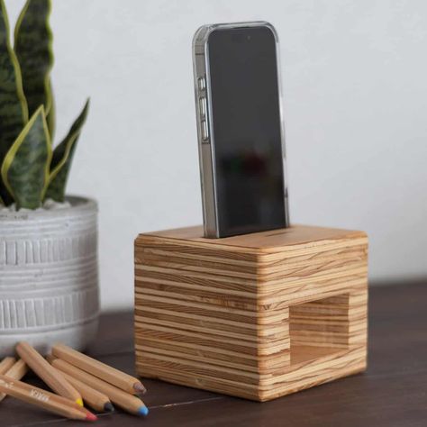 How To Make A DIY Phone Amplifier - Anika's DIY Life Diy Phone Amplifier, Wooden Cell Phone Speaker Diy, Diy Phone Speaker Amplifier, Phone Amplifier Wood, Cell Phone Speaker Amplifier Diy, Cell Phone Amplifier Wood Diy, Phone Speaker Diy, Wood Iphone Stand, Scrap Wood Project