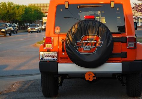 Orange Jeep Wrangler, Orange Jeep, Osu Cowboys, Go Pokes, Cowboy Love, Travel Oklahoma, Oklahoma State Cowboys, Texas Girl, Oklahoma State University