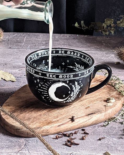 La Lune Mug – Rogue + Wolf Weird Cups, Celestial Mugs, Be Like The Moon, Mug Cup Design, Witch Gifts, Moon Mug, Moon Shine, Inner Witch, Black Porcelain