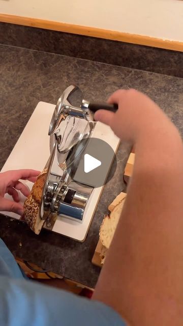 Adam Schihab on Instagram: "The handheld bread slicer in the video  is perfect for home use, offering a simple way to achieve uniform slices for sourdough and other breads. 

Its compact design makes it convenient for occasional slicing without taking up much space. 
#adamschihab 
However, for commercial settings, this tool may not be practical. In a professional kitchen or bakery, where large quantities of bread need to be sliced quickly and consistently, a more robust electric bread slicer would be necessary to meet the demands of high-volume service efficiently.#breadslicer #baker #sourdoughbread" Bread Slicer, Professional Kitchen, Sourdough Bread, Compact Design, Simple Way, Butter, Bread, Instagram, Design