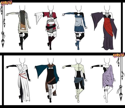 Female shinobi outfits Shinobi Outfit, Adoptable Outfit, Types Of Clothes, Naruto Clothing, Ninja Outfit, Dragons Clothes, Art Outfits, Naruto Images, Anime Inspired Outfits