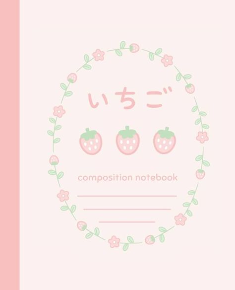 Composition Book Aesthetic, Pink Japanese Aesthetic, Kawaii Classroom, Strawberry Notebook, Journal Cottagecore, Stationery Studio, Book Cover Art Diy, Kawaii Notebook, Images Hello Kitty