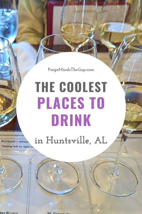 The Coolest Bars in Huntsville, Alabama | Looking for a fun night out or a great happy hour deal? Huntsville, Alabama has you covered with plenty of incredible bars and fun places to drink, from rooftop bars to secret speakeasies. Check out the coolest bars in Huntsville, Alabama. Fun Bars in Huntsville, Alabama. Planning a fun night out in Huntsville, Alabama? These top bars are the perfect place to grab a drink with friends. Best Bars Huntsville. | Find more travel tips at PaigeMindsTheGap.com Fun Bars, Huntsville Alabama, Rooftop Bars, Best Bars, Sweet Home Alabama, Mind The Gap, Top Travel Destinations, Foodie Travel, Cool Bars