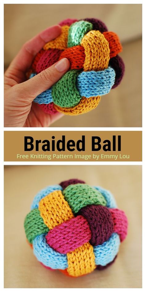 Simple Crochet Toys, Knitting Braid Pattern, Knit Ball Pattern, Knit Diy Ideas, Loom Knit Stuffed Animals, Knit Gifts Ideas, Knitted Patterns Free, Icord Knitting Projects, Knit Baby Toys