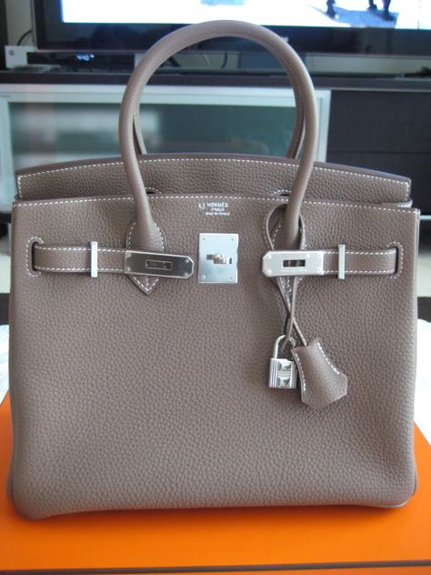 Click this image to show the full-size version. Hermes Birkin Etoupe, Birkin 30 Etoupe, Hermes Etoupe, Birkin 30, Perfect Handbag, Hermes Birkin 30, Togo Leather, Hermes Handbags, Prada Handbags