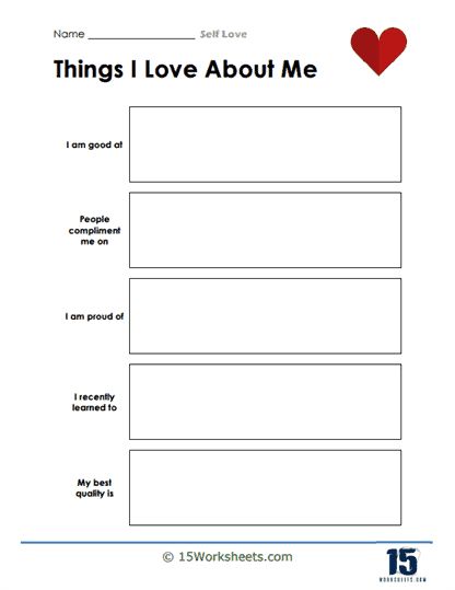 Self Love Worksheet Free Printable, Self Love Worksheet, Positive Attributes, Holiday Science, Kindergarten Social Studies, Love Me Better, Self Appreciation, The Worksheet, Therapy Worksheets