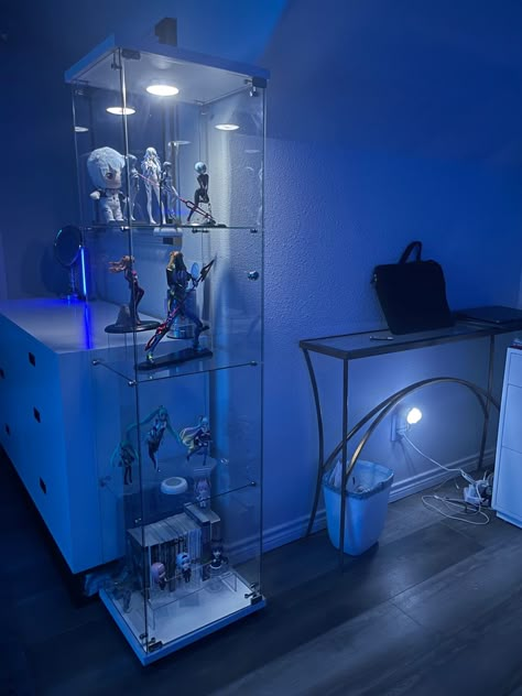 Ocean Themed Bedroom Night Lights, Cybercore Decor, Cybercore Room Decor, Blue Aesthetic Kitchen, Futuristic Room Ideas, Cybercore Bedroom, Mecha Core, Futuristic Bedroom Ideas, Cybercore Room