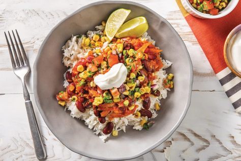 American Black Bean Chilli Recipe | HelloFresh Hello Fresh Burrito Bowl, Chorizo Bowl Recipes, Chorizo Bowl, Bean Chilli Recipe, Chorizo Burrito, Fresh Dinners, Chilli Recipe, Bean Chilli, Burrito Bowls Recipe