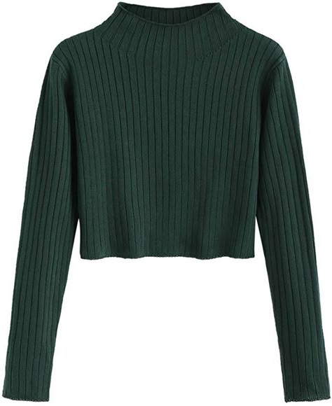 Zaful Mock Neck Long Sleeve Ribbed Knit Pullover Crop Sweater Punk Sweater, Basic Sweaters, Sweater Trends, A Line Mini Skirt, Fall Sweater, Sweater Collection, Crop Sweater, Crop Top Sweater, Mock Turtleneck