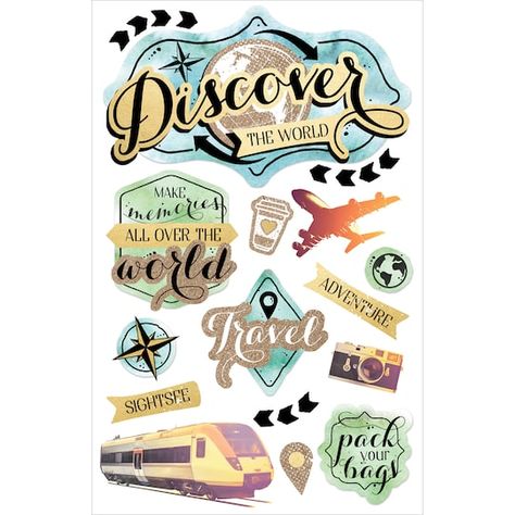 Travel Stickers Printable, Travel Journal Scrapbook, Sticker Design Inspiration, Scrapbook Printing, Paper House, Puffy Stickers, Scrapbook Stickers Printable, 3d Stickers, Travel Stickers