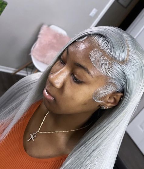 Platinum Gray Hair On Black Women, Grey Wigs For Black Women, Grey Lace Wig, Grey Lace Front Wig, Wig Colors, Haircut Pictures, Quick Weave Hairstyles, Grey Wig, Birthday Hair