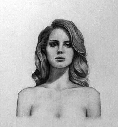 Lana Del Rey #LDR #art Celebrity Drawings Easy, Lana Del Rey Drawing, Rey Drawing, Lana Del Rey Tattoos, Lana Del Rey Art, Architecture Drawing Sketchbooks, Drawing Tutorial Face, Human Figure Drawing, Fancy Art