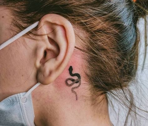 Snake Tattoo Ear, Snake Tattoo Behind Ear, Snake Ear Tattoo, Snake Behind Ear Tattoo, Ear Tats, Small Snake Tattoo, Cobra Tattoo, Behind Ear Tattoos, Small Snake