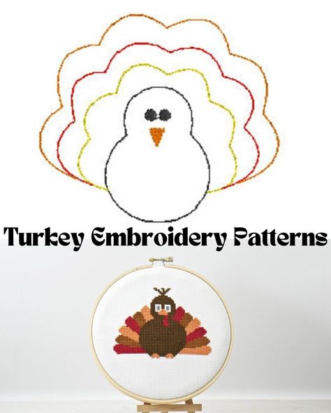 Turkey Embroidery Design, Thanksgiving Embroidery Designs For Kids, Hand Embroidery Patterns Free Printable Halloween, Thanksgiving Hand Embroidery, Simple Fall Embroidery Designs, Turkey Embroidery, Thanksgiving Embroidery Designs, Thanksgiving Embroidery, Hand Embroidery Patterns Free Printable