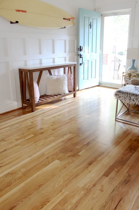 Before + After: New & Refinished Hardwood Floors Light Oak Hardwood Floors, Oak Floor Living Room, Oak Floor Stains, Refinished Hardwood Floors, Natural Oak Flooring, Living Room Hardwood Floors, Red Oak Hardwood Floors, Wood Floor Colors, Light Oak Floors