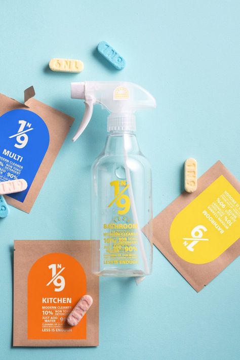 Supublic's founders began the 1N9 Modern Cleaner project after realising the number of chemicals, such as sodium lauryl sulfate and triclosan, are in standard cleaning products. Clean Bottle, Cleaning Tablets, Multipurpose Cleaner, Green Technology, Reusable Bottle, Eco Friendly Design, Refillable Bottles, Chess Game, Cleaning Materials