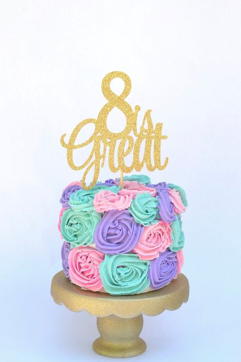 8 Is Great, 21 Cake Topper, Golden Birthday Cakes, Happy 8th Birthday, Unicorn Birthday Cake, Party Topper, Gold Cake Topper, Unicorn Cake Topper, Golden Birthday