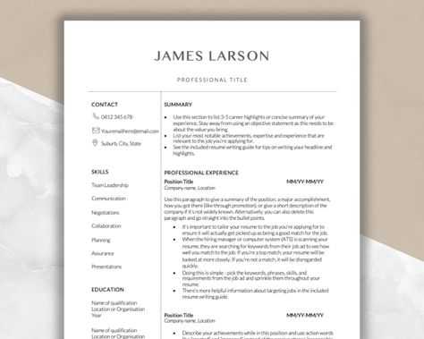 Excited to share the latest addition to my #etsy shop: Professional Australian format resume template for MS Word and Pages with digital download | No photo | Resume and Cover letter template | https://etsy.com/shop/resumeperfectdesigns #australian resume Resume And Cover Letter, Resume Format, Guided Writing, Letter Template, Career Coach, Cover Letter Template, Resume Writing, Professional Resume, Google Docs