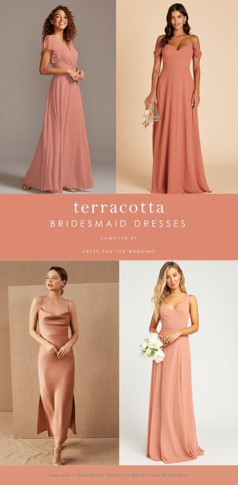 Terracotta Bridesmaid Dresses | Dress for the Wedding Terracotta Dresses, Terracotta Bridesmaid, Light Terracotta, Rust Bridesmaid Dress, Coral Bridesmaid, Color Clothes, Coral Bridesmaid Dresses, Terracotta Color, Weddings By Color