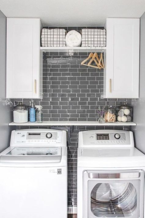 Stunning Small Laundry Room Design Ideas 02 Laundy Room, Laundry Room Update, Laundry Room Organization Storage, Laundry Room Storage Shelves, Small Laundry Room Makeover, Small Laundry Room Organization, Room Storage Diy, Laundry Room Renovation, Farmhouse Laundry Room