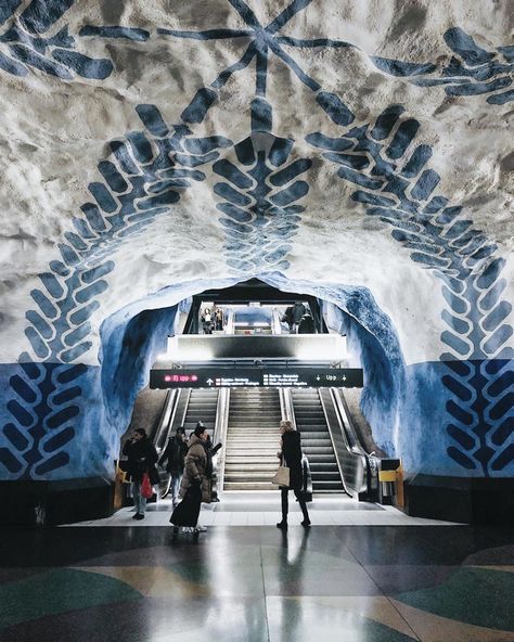 Joe Pickard | London on Instagram: “The world needs more metro stations like this.” Stockholm Metro, Underground Art, Stockholm Sweden, Metro Station, Urban Photography, Travel Around, Installation Art, Europe Travel, Stockholm