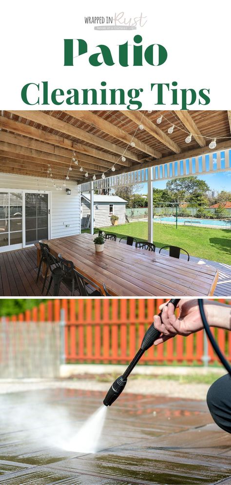 Are you ready to get your outdoor patio back in tip-top shape for the warmer weather months? We are too! So here are the perfect outdoor patio ideas to keep your backyard clean! Backyard Clean Up, Outdoor Cleaning Checklist, Patio Cleaning Tips, Porch Cleaning Tips, Screened In Porch Cleaning, Cleaning Pavers, Yard Cleaning, Home Maintenance Schedule, Clean Patio