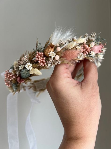 Dried Flower Crown, Newborn Crown, Crown Halo, Baby Flower Crown, Boho Flower Crown, First Birthday Pictures, Flower Girl Crown, Girls Crown, Floral Halo