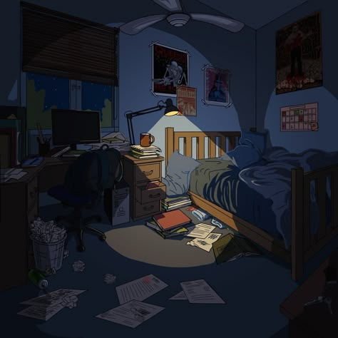 Bedroom Drawing, Arte Grunge, Arte Peculiar, Messy Room, Background Art, Environment Concept Art, Playlist Covers, Art Plastique, Room Art