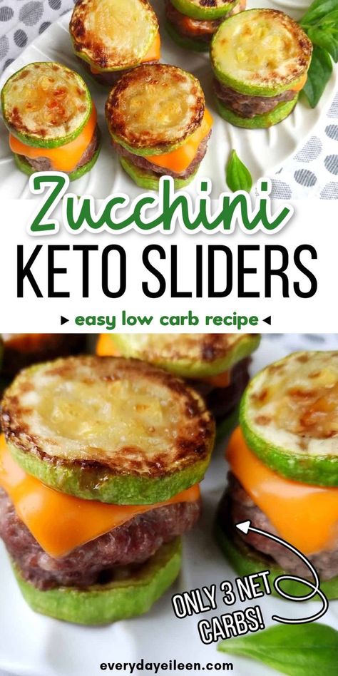 Healthy Sliders Recipes, Keto Sliders, Zucchini Sliders, Healthy Sliders, Zucchini Keto, Low Carb Appetizer, Zucchini Burger, Beef Appetizers, Group Food