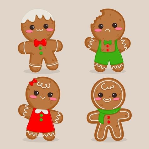 Colección de galletas de hombre de jengi... | Free Vector #Freepik #freevector #navidad #invierno #diseno #hombre Hand Drawn Christmas Cards, Christmas Gingerbread Cookies, Gingerbread Crafts, Gingerbread Christmas Decor, Gingerbread Decorations, Gingerbread Man Cookies, Christmas Gingerbread Men, Gingerbread Girl, Winter Crafts For Kids