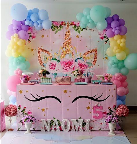 Unicorn Birthday Party Ideas Decoration, Unicorn Birthday Backdrop, Unicorn Backdrop, Unicorn Themed Birthday Party, Birthday Unicorn, Pony Birthday, Unicorn Birthday Parties, Birthday Backdrop, Easy Crafts For Kids