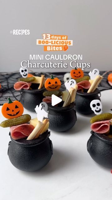 Recipes on Instagram: "Serve the spookiest appetizer at your Halloween party 🎃 These Mini Cauldron Charcuterie Cups are the cutest party snack. Grab the Halloween skewers and mini cauldrons at the link in our bio.  @recipes may earn commission through links on our social.  #minicauldroncharcuteriecups #cauldron #charcuteriecups #charcuterie #halloweenappetizers #halloween" Halloween Mini Cauldron Ideas, Halloween Charcuterie Cups Ideas, Cauldron Charcuterie, Mini Cauldron Ideas, Halloween Charcuterie Cups, Halloween Cauldron Ideas, Halloween Skewers, Mini Charcuterie Cups, Cauldron Cupcakes